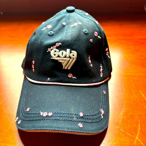 NWT GOLA baseball cap from Anthropologie, one size, navy w/ little pink flowers. - Picture 1 of 5